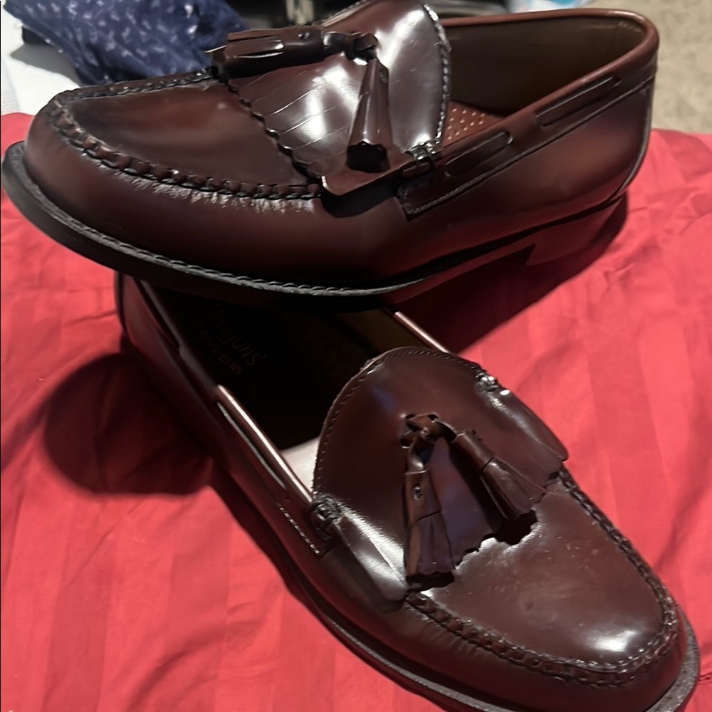 Brown Leather Slip-On Loafers with Tassel Detail